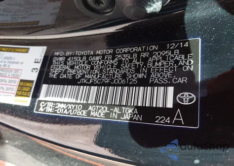 2015 Scion Tc Release Series 9.0 from USA, damaged, VIN JTKJF5C79FJ006125